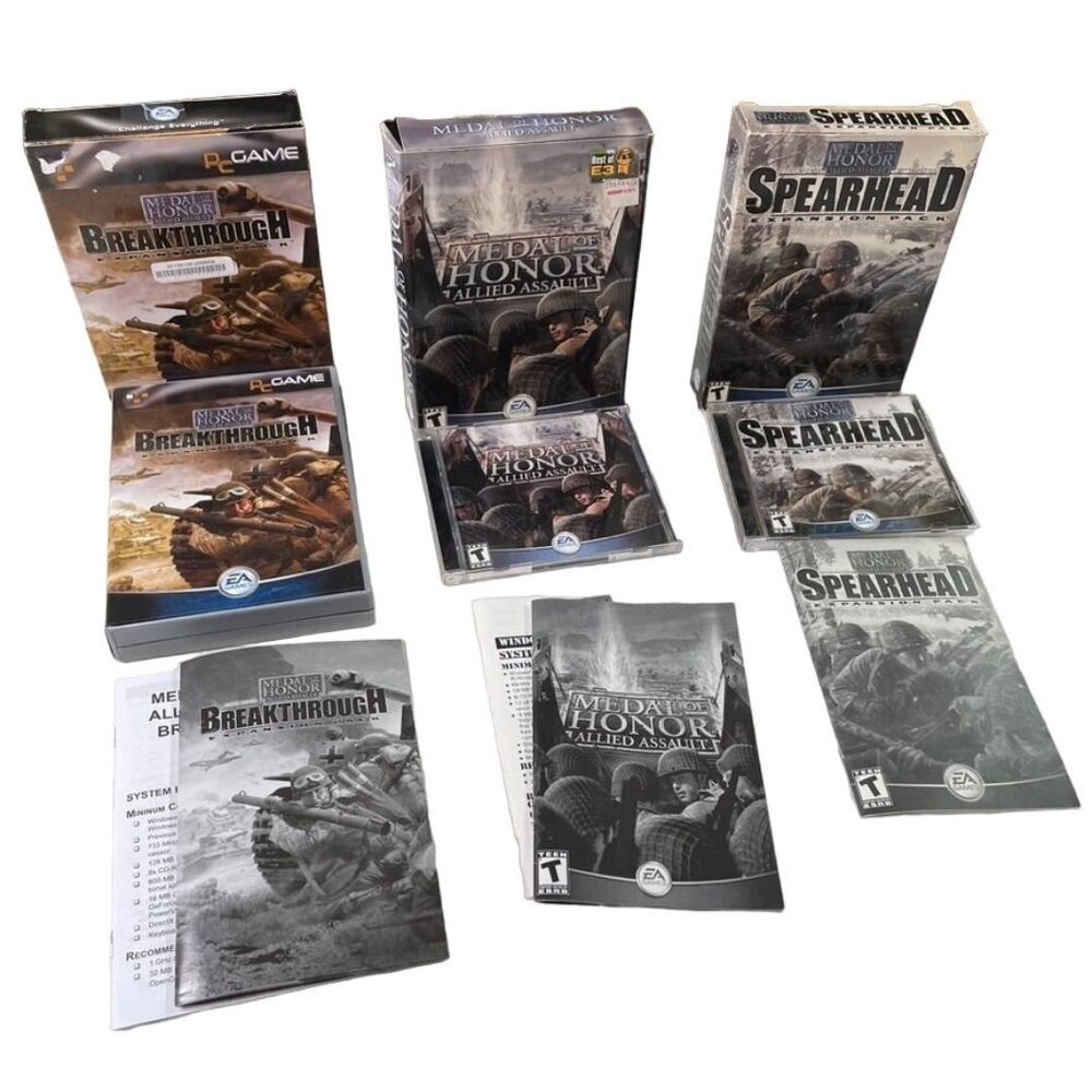 Lot of 3 Medal of Honor Allied Assault u PC Game Software Complete in Boxes